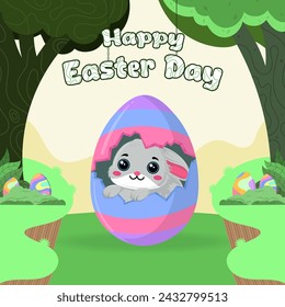 Vector flat illustration for happy easter day celebration