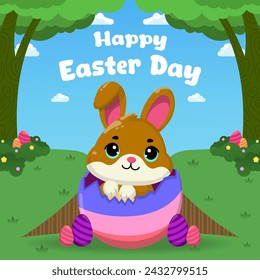 Vector flat illustration for happy easter day celebration