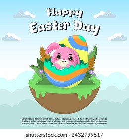 Vector flat illustration for happy easter day celebration