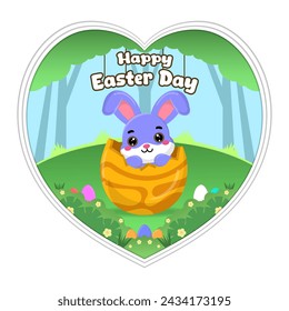 Vector flat illustration for happy easter day celebration