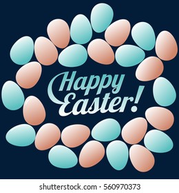 Vector flat illustration. Happy easter. Color Easter eggs. Web graphics, banners, advertisements, brochures, business templates. Isolated on a color background