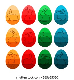 Vector flat illustration. Happy easter. Color Easter eggs. Web graphics, banners, advertisements, brochures, business templates. Isolated on a white background