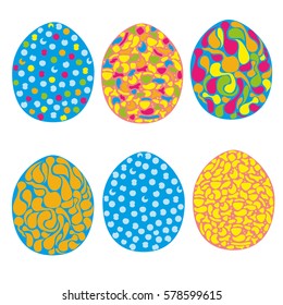 Vector flat illustration. Happy easter. Color Easter eggs. Isolated on a white background.