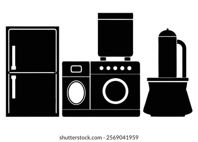 Vector Flat Illustration of Home Appliances Items Icon Set.