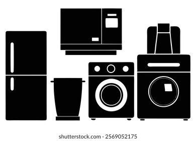 Vector Flat Illustration of Home Appliances Items Icon Set.