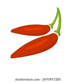 vector flat illustration of hot red chili pepper. spicy and hot icon flat
