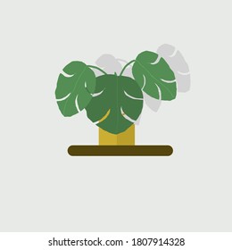 Vector flat illustration of houseplants. Green plant in a flowerpot. Beautiful flowerpot for interior dictionaries