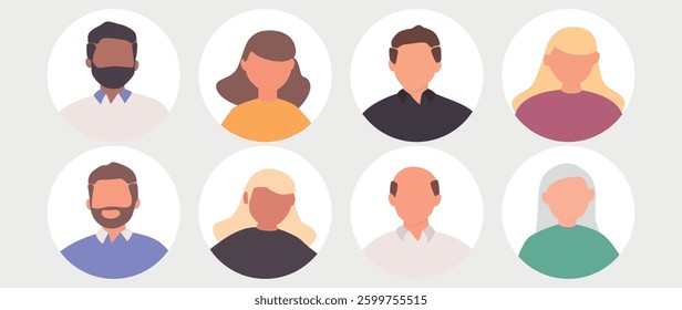 Vector flat illustration. Human icon. Avatar, user profile, human icon, profile picture. Suitable for social media profiles, icons, splash screens and as a template. Business concept.
