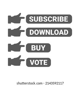 vector flat illustration icon click the download button, vote, subscribe, buy.
