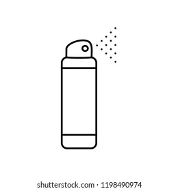 Vector flat illustration icon of deodorant spray (antiperspirant). Black line silhouette on a white background