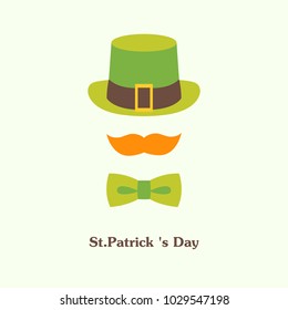 Vector flat illustration icon on Patricks Day leprechaun with green hat