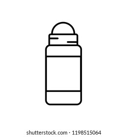 Vector flat illustration icon of roll-on deodorant (antiperspirant). Black line silhouette on a white background
