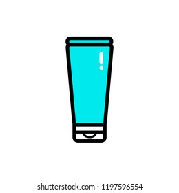 Vector flat illustration icon with tooth paste (or balm, lotion, cream). Blue and black on a white background