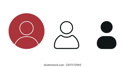 Vector flat illustration. Icons in burgundy color, stroke and black color. Avatar, user profile, person icon, profile picture. Suitable for social media profiles, screensavers and template.