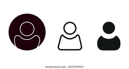 Ilustración plana vectorial. Iconos de color marrón oscuro, trazo y color negro. Avatar, perfil de usuario, icono de persona, imagen de perfil. Adecuado para perfiles de medios sociales, salvapantallas y plantillas.