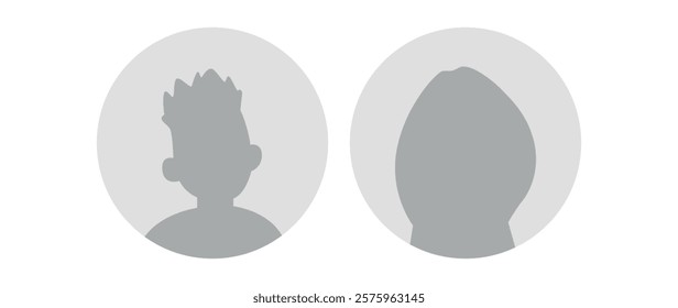 Vector flat illustration. Icons of man and woman. Avatar, user profile, person icon, profile picture. Suitable for social media profiles, icons, screensavers and as a template. Business concept.