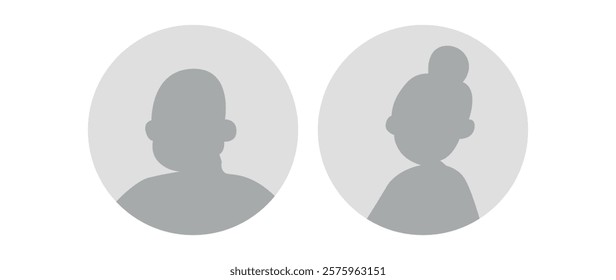 Vector flat illustration. Icons of man and woman. Avatar, user profile, person icon, profile picture. Suitable for social media profiles, icons, screensavers and as a template. Business concept.