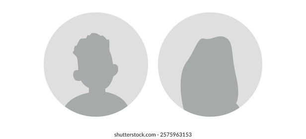 Vector flat illustration. Icons of man and woman. Avatar, user profile, person icon, profile picture. Suitable for social media profiles, icons, screensavers and as a template. Business concept.