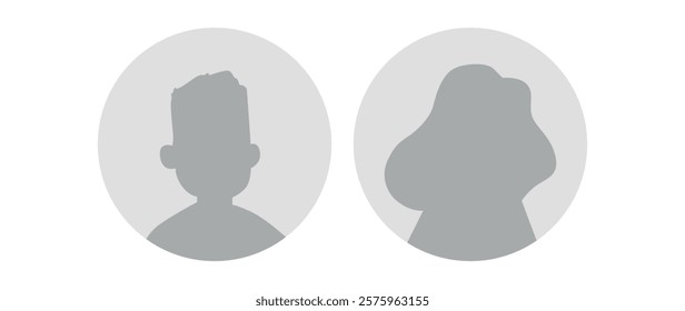 Vector flat illustration. Icons of man and woman. Avatar, user profile, person icon, profile picture. Suitable for social media profiles, icons, screensavers and as a template. Business concept.