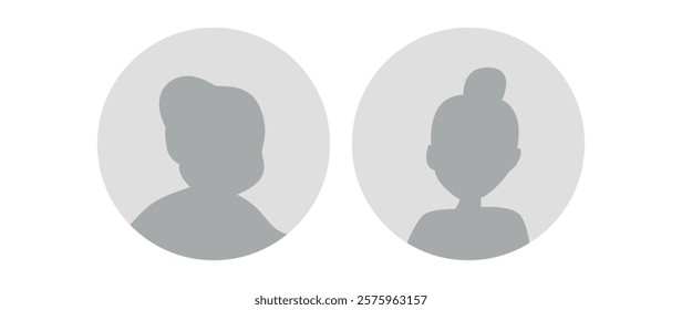 Vector flat illustration. Icons of man and woman. Avatar, user profile, person icon, profile picture. Suitable for social media profiles, icons, screensavers and as a template. Business concept.