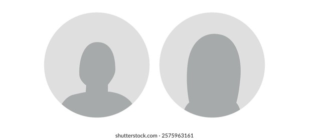 Vector flat illustration. Icons of man and woman. Avatar, user profile, person icon, profile picture. Suitable for social media profiles, icons, screensavers and as a template. Business concept.