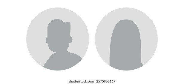 Vector flat illustration. Icons of man and woman. Avatar, user profile, person icon, profile picture. Suitable for social media profiles, icons, screensavers and as a template. Business concept.