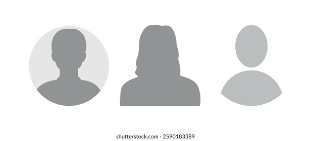 Vector flat illustration. Icons of man and woman. Avatar, user profile, person icon, profile picture. Suitable for social media profiles, icons, screensavers and as a template. Business concept.
