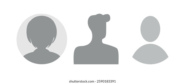 Vector flat illustration. Icons of man and woman. Avatar, user profile, person icon, profile picture. Suitable for social media profiles, icons, screensavers and as a template. Business concept.