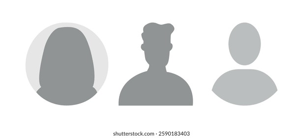 Vector flat illustration. Icons of man and woman. Avatar, user profile, person icon, profile picture. Suitable for social media profiles, icons, screensavers and as a template. Business concept.