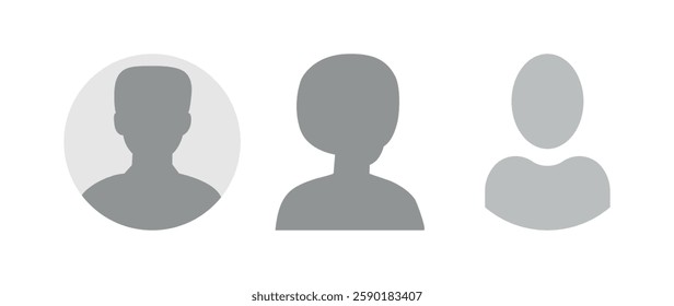 Vector flat illustration. Icons of man and woman. Avatar, user profile, person icon, profile picture. Suitable for social media profiles, icons, screensavers and as a template. Business concept.