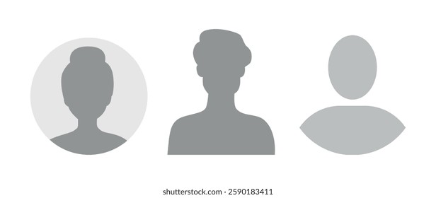 Vector flat illustration. Icons of man and woman. Avatar, user profile, person icon, profile picture. Suitable for social media profiles, icons, screensavers and as a template. Business concept.