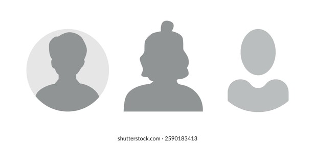 Vector flat illustration. Icons of man and woman. Avatar, user profile, person icon, profile picture. Suitable for social media profiles, icons, screensavers and as a template. Business concept.