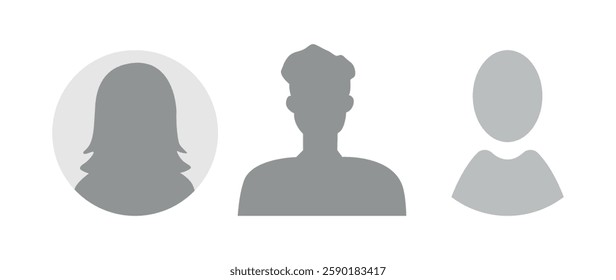 Vector flat illustration. Icons of man and woman. Avatar, user profile, person icon, profile picture. Suitable for social media profiles, icons, screensavers and as a template. Business concept.