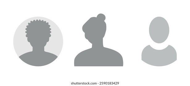 Vector flat illustration. Icons of man and woman. Avatar, user profile, person icon, profile picture. Suitable for social media profiles, icons, screensavers and as a template. Business concept.