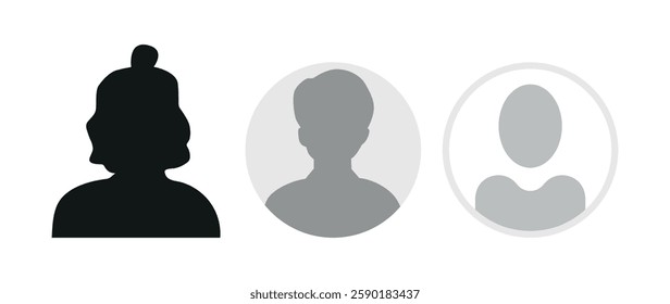 Vector flat illustration. Icons of man and woman. Avatar, user profile, person icon, profile picture. Suitable for social media profiles, icons, screensavers and as a template. Business concept.