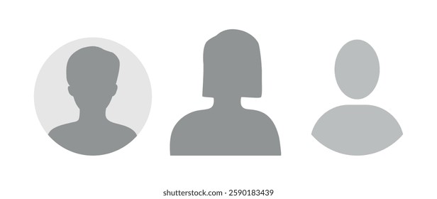 Vector flat illustration. Icons of man and woman. Avatar, user profile, person icon, profile picture. Suitable for social media profiles, icons, screensavers and as a template. Business concept.