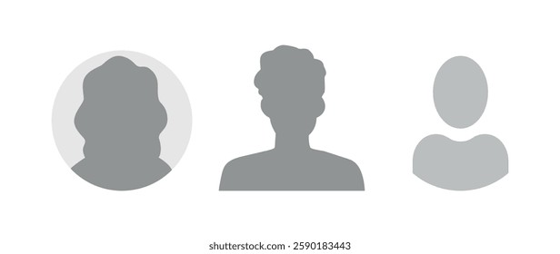 Vector flat illustration. Icons of man and woman. Avatar, user profile, person icon, profile picture. Suitable for social media profiles, icons, screensavers and as a template. Business concept.
