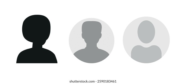 Vector flat illustration. Icons of man and woman. Avatar, user profile, person icon, profile picture. Suitable for social media profiles, icons, screensavers and as a template. Business concept.