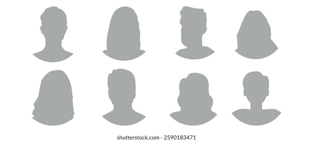 Vector flat illustration. Icons of man and woman. Avatar, user profile, person icon, profile picture. Suitable for social media profiles, icons, screensavers and as a template. Business concept.