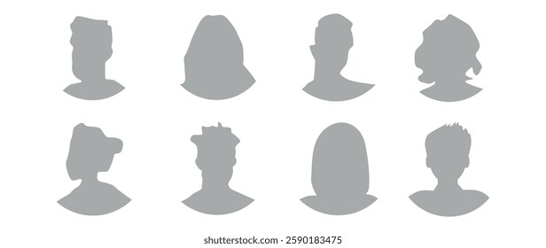 Vector flat illustration. Icons of man and woman. Avatar, user profile, person icon, profile picture. Suitable for social media profiles, icons, screensavers and as a template. Business concept.