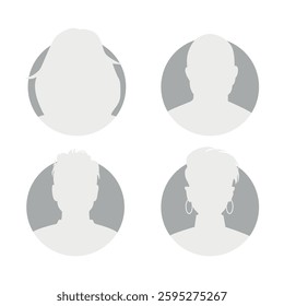 Vector flat illustration. Icons of man and woman. Avatar, user profile, person icon, profile picture. Suitable for social media profiles, icons, screensavers and as a template. Business concept.