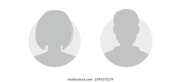 Vector flat illustration. Icons of man and woman. Avatar, user profile, person icon, profile picture. Suitable for social media profiles, icons, screensavers and as a template. Business concept.