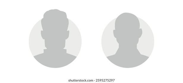 Vector flat illustration. Icons of man and woman. Avatar, user profile, person icon, profile picture. Suitable for social media profiles, icons, screensavers and as a template. Business concept.