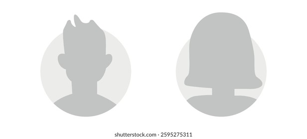 Vector flat illustration. Icons of man and woman. Avatar, user profile, person icon, profile picture. Suitable for social media profiles, icons, screensavers and as a template. Business concept.