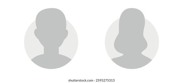 Vector flat illustration. Icons of man and woman. Avatar, user profile, person icon, profile picture. Suitable for social media profiles, icons, screensavers and as a template. Business concept.