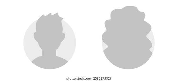 Vector flat illustration. Icons of man and woman. Avatar, user profile, person icon, profile picture. Suitable for social media profiles, icons, screensavers and as a template. Business concept.