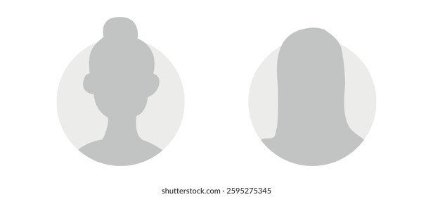Vector flat illustration. Icons of man and woman. Avatar, user profile, person icon, profile picture. Suitable for social media profiles, icons, screensavers and as a template. Business concept.