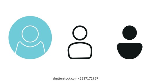 Vector flat illustration. Icons of turquoise color, stroke and black color. Avatar, user profile, person icon, profile picture. Suitable for social media profiles, screensavers and templates.