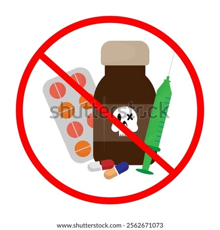 vector flat illustration of illegal drugs and injections, narcotics