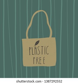 Vector, flat illustration with the image of an eco-package. Illustration encourages not to use disposable packages. The picture is ready for printing and use in your design. 10 EPS